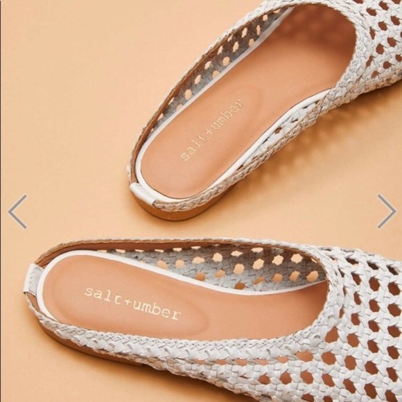 SALT + UMBER White Shanti Open Weave Leather Mule - Picture 2 of 6